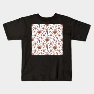 Australian Native Birds and Flowers - A Christmas Print Kids T-Shirt